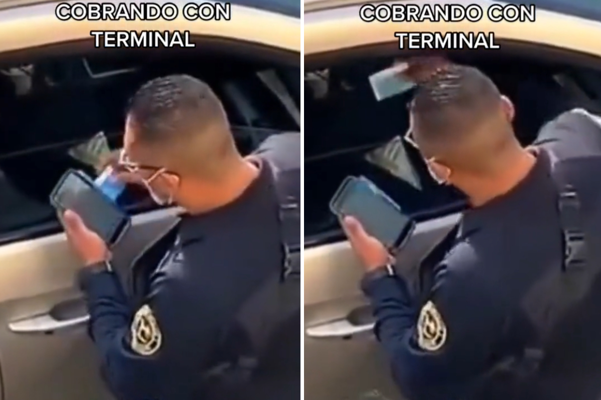 Captan presunta 'mordida' a policía con terminal bancaria.