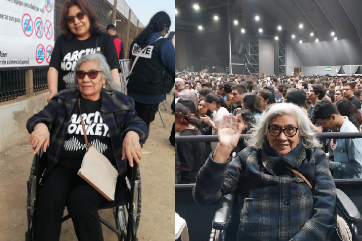 En Twitter se viralizó una señora de las tercera edad que con todo y silla de ruedas, rockeó en concierto de los Arctic Monkeys