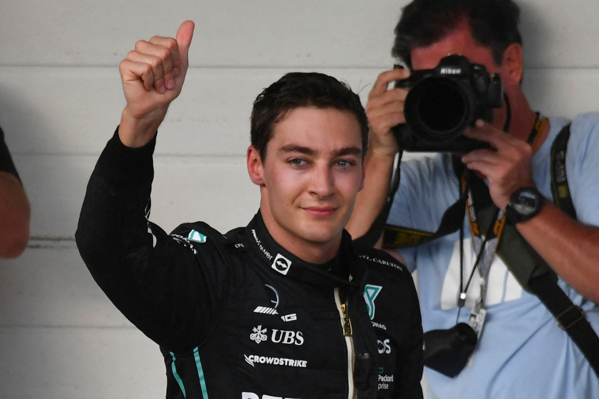 Foto:AFP|George Russell consigue la 'pole' del GP de Brasil; Checó Pérez saldrá en 4to