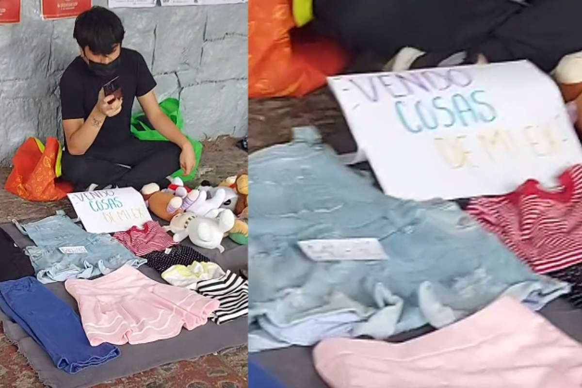 Un Joven aparentemente para no tener nada con que recordar a su exnovia, decidió poner a la venta su ropa en un tianguis