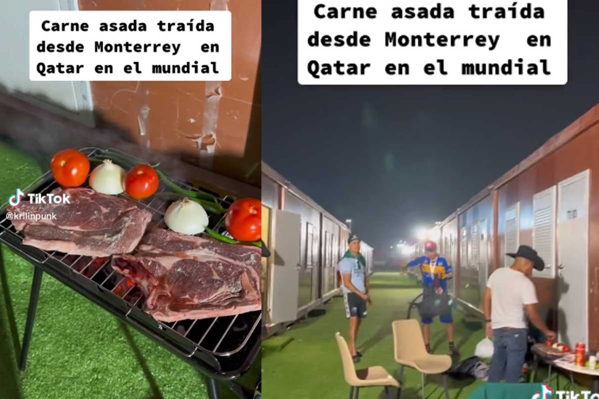 Aficionados regiomontanos se viralizaron, luego de armar su carnita asada en Qatar.