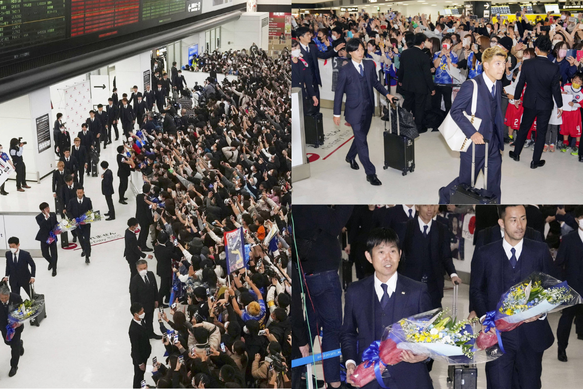 Foto:Twitter/@LuisOmarTapia|¡Orgullo! Así recibieron los hinchas a la Selección de Japón en su regreso a casa