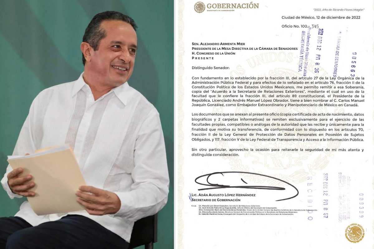 Oposición hace vacío en el Senado con respecto al nombramiento de Carlos Joaquín como embajador de México ante Canadá.