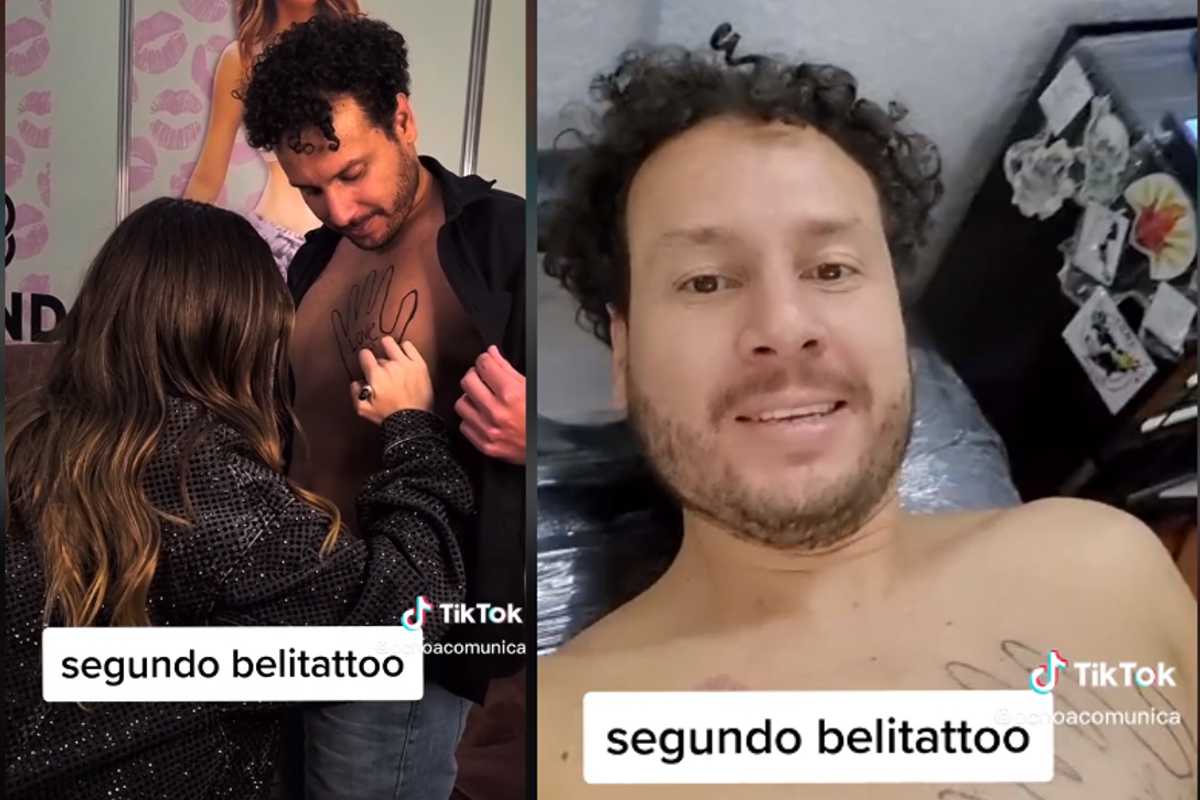 Hombre se tatúa la mano de Belinda en el pecho