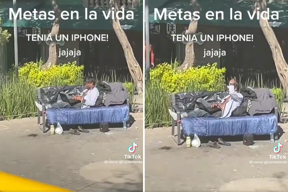 Captan a persona en situación de calle con iphone y lap