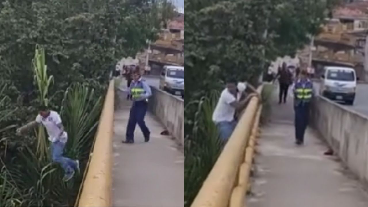 hombre se lanza al río