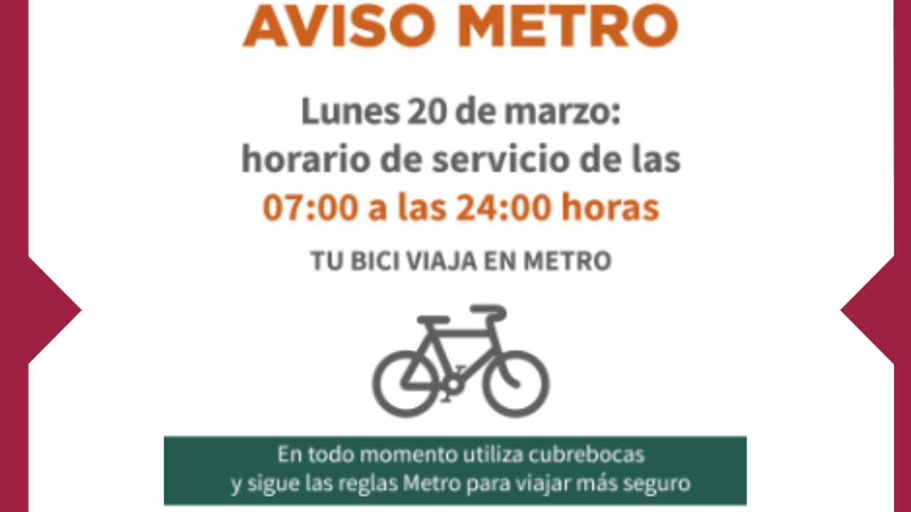 El Metro informó que con motivo del Aniversario del Natalicio de Benito Juárez, el lunes 20 de marzo el horario de servicio será el establecido para días festivos