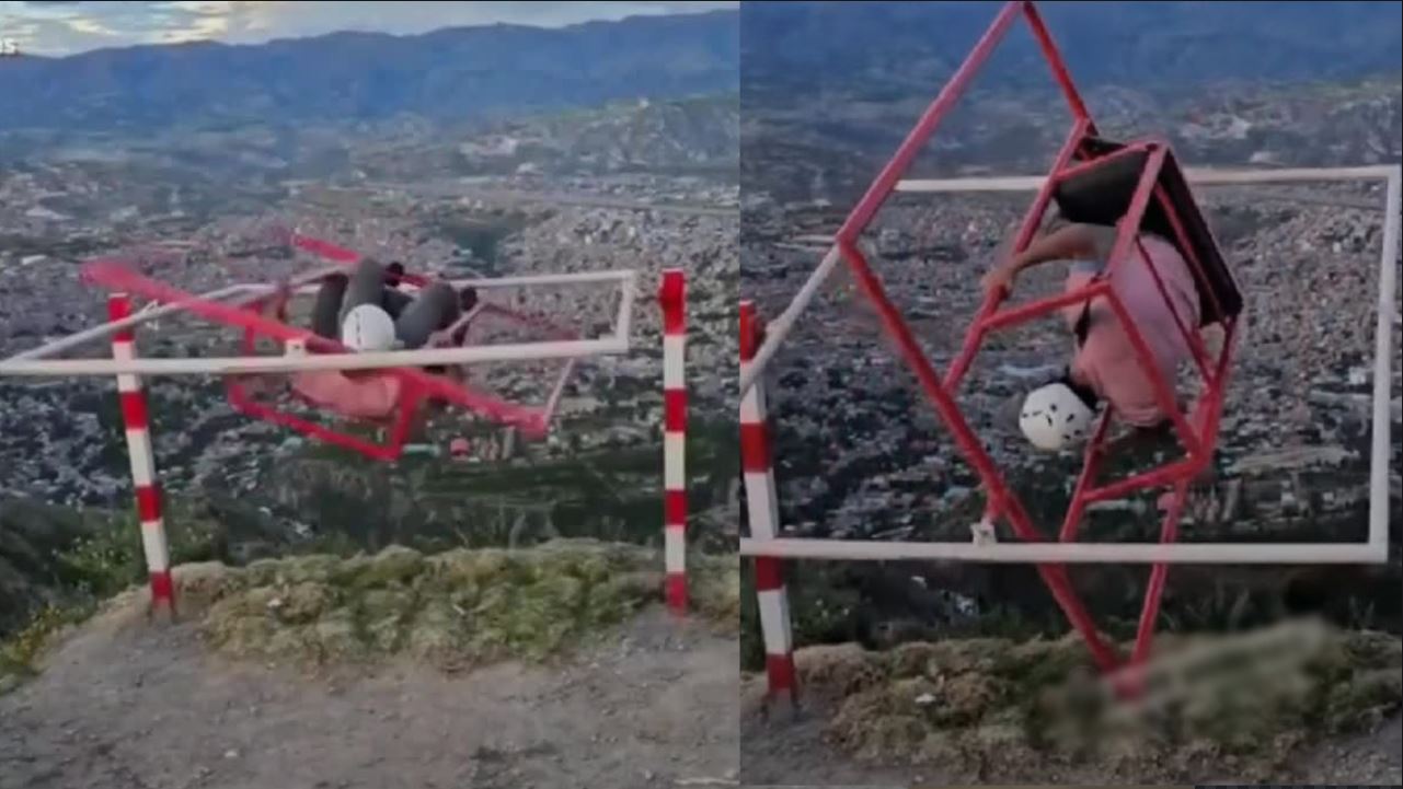 Joven cae a barranco tras falla en juego.