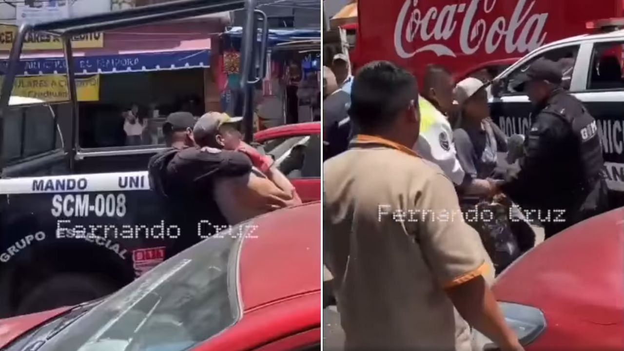 Captan arresto de policías a albañiles, en Edomex.