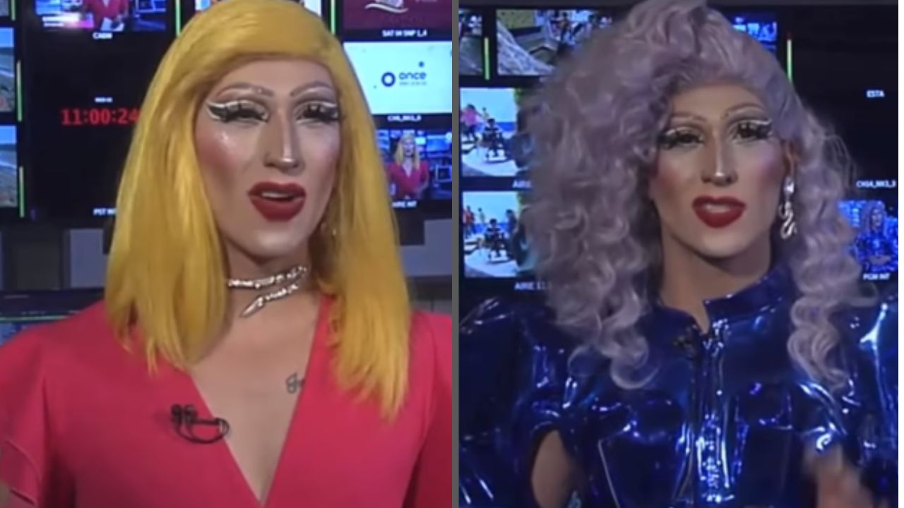 Foto:Captura de pantalla|Guillermo Barraza se convierte en la primera Drag Queen en dar las noticias en TV