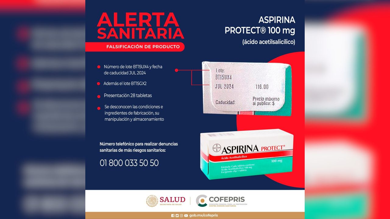 Lanzan alerta por aspirina falsificada