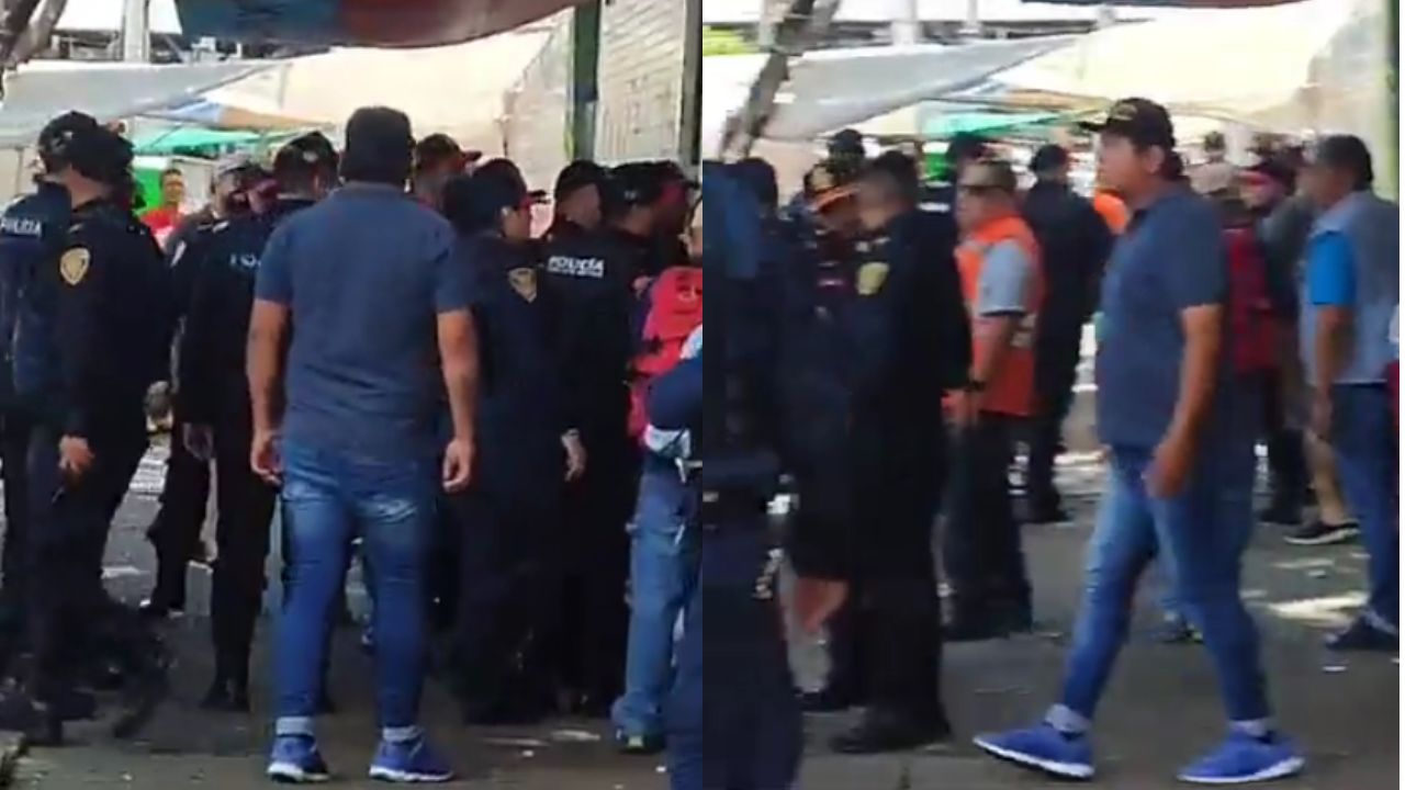 Vendedores ambulantes y policías se enfrentan en un riña en las inmediaciones de la estación del Metro, San Antonio Abad.