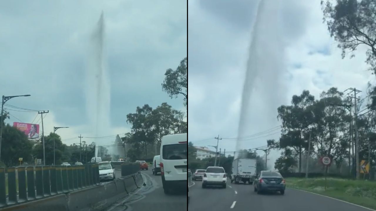 Captan columna de agua en Santa Fe por fuga en tubería.