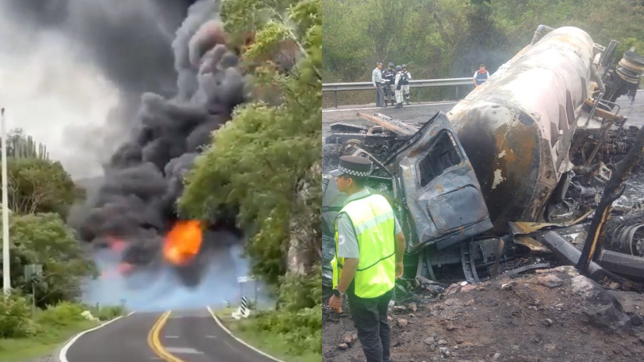 Pipa con combustible vuelca en la carretera Chilpancingo-Iguala; hay 8 muertos.