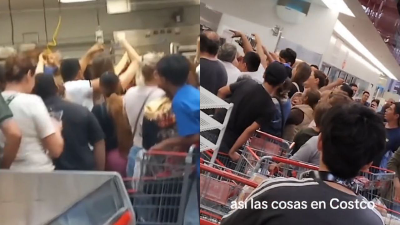 Entre empujones, jaloneos y riñas, así compran los pasteles codiciados en Costco.