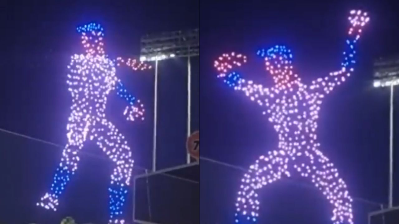 Foto:Captura de pantalla|VIDEO: ¡Magnífico! Fernando Valenzuela recibe homenaje con drones