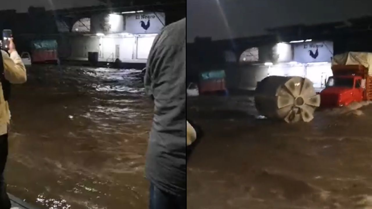 Tras lluvias en Guadalajara captan otro tinaco arrastrado por la corriente