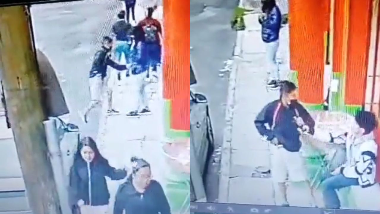 Sujeto amaga con un arma para que las personas entreguen sus pertenencias en las afuera de una tienda en Naucalpan.