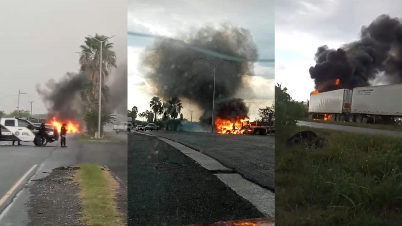 Se registran bloqueos y quema de vehículos en Carretera Nacional de NL