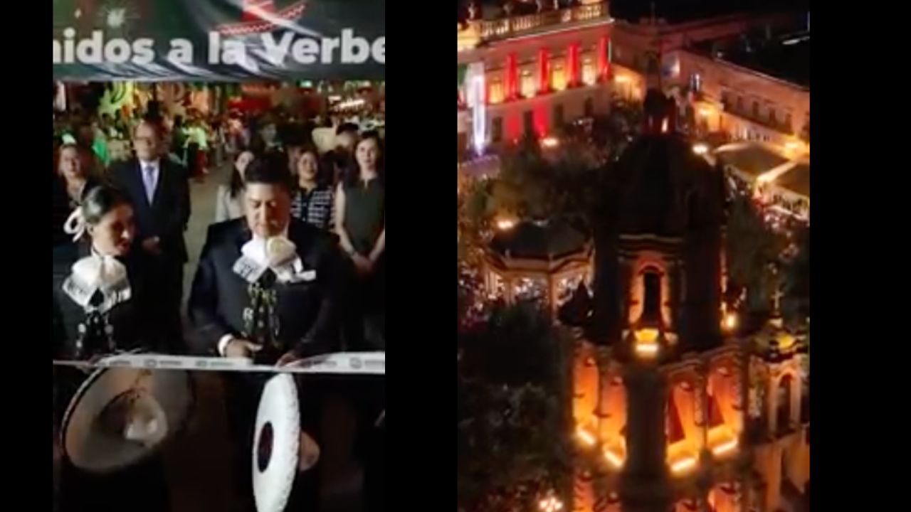 Entre música, bailes y romería, el gobernador de San Luis Potosí, Ricardo Gallardo Cardona junto a su familia desde el Palacio de Gobierno, entono el Grito de Independencia