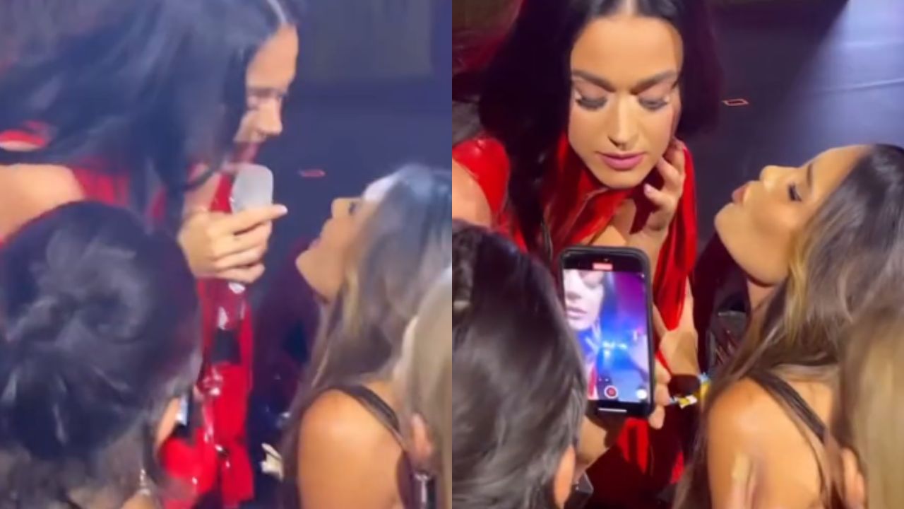 Foto:Captura de pantalla|VIDEO: Katy Perry se deja besar por una actriz mexicana en concierto privado