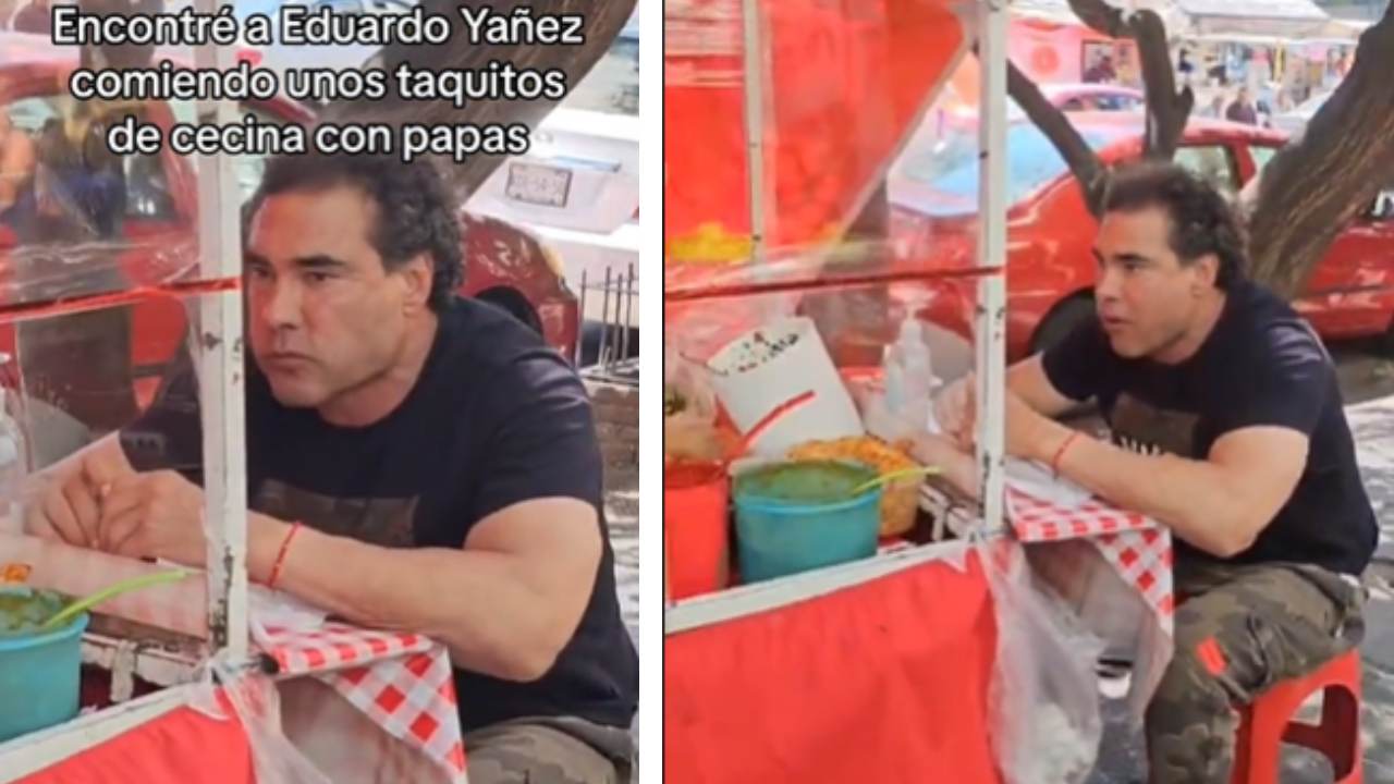 Eduardo Yáñez fue captado mientras comía unos taquitos en un puesto "callejero" y el clip se viralizó rápidamente en las redes sociales