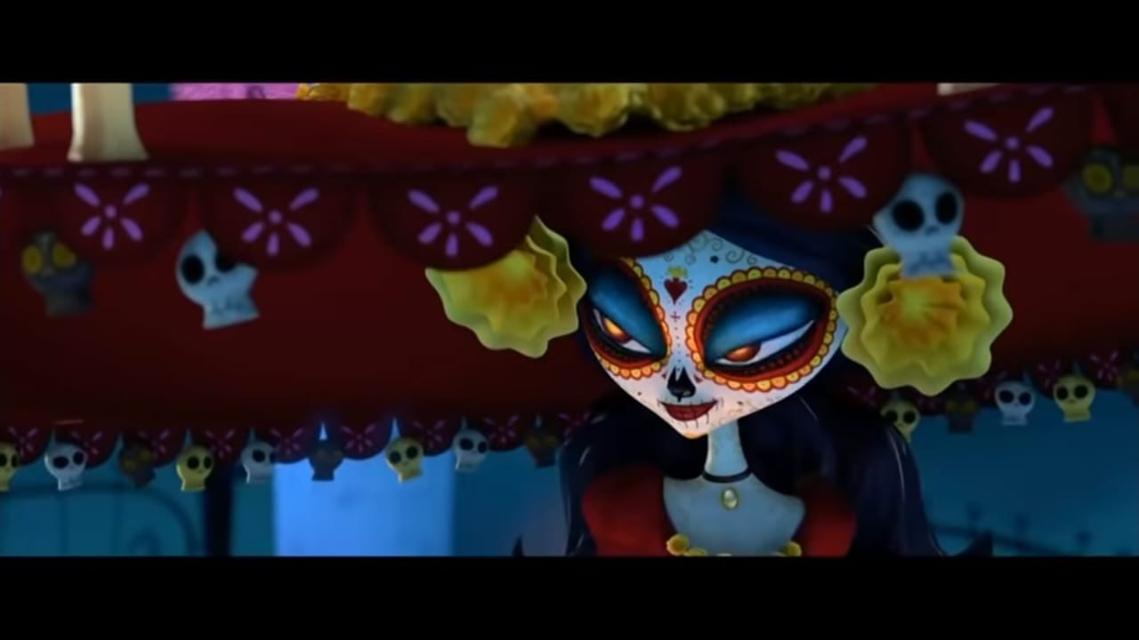 escena de la película El libro de la vida que narra el Día de Muertos