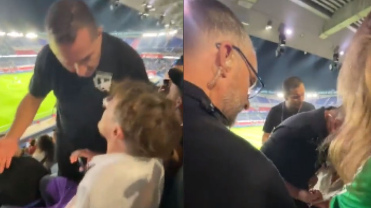 Foto:Captura de pantalla|VIDEO: Expulsan del “Parc des Princes” a fan por pancarta en apoyo a Jenni Hermoso