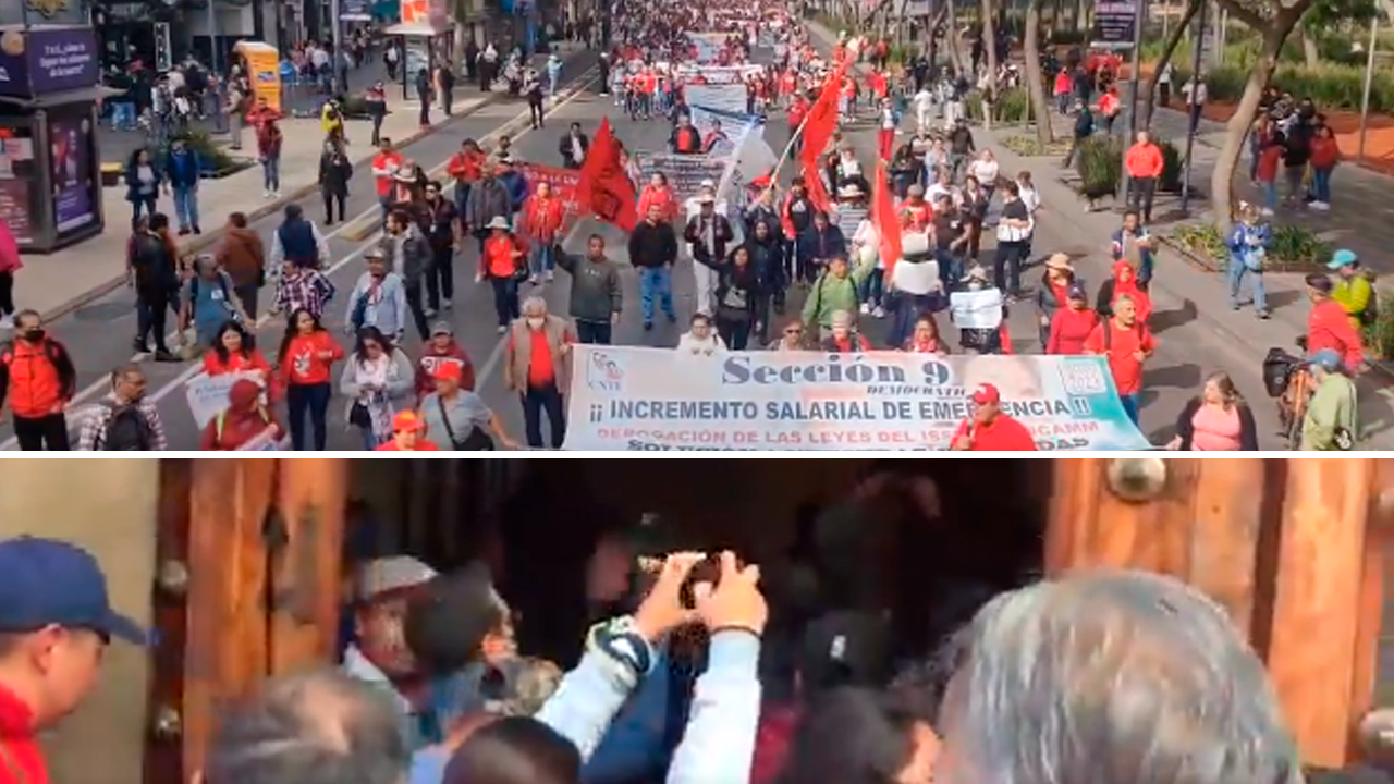 Foto: Redes Sociales / Integrantes de la CNTE derribaron las puertas de la SEP buscando hablar con su titular.