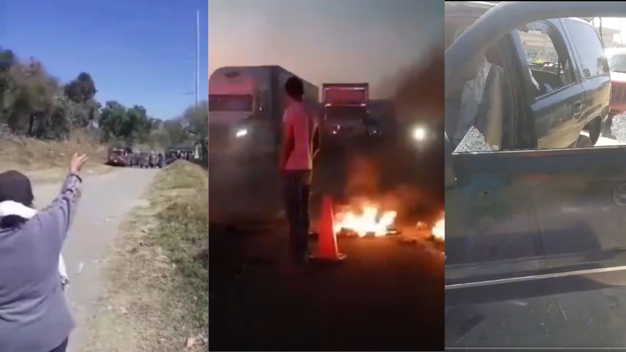 Protestantes y policías de Huejotzingo, se enfrentaron y provocó bloqueo en la México-Puebla; hay siete detenidos y seis agentes heridos