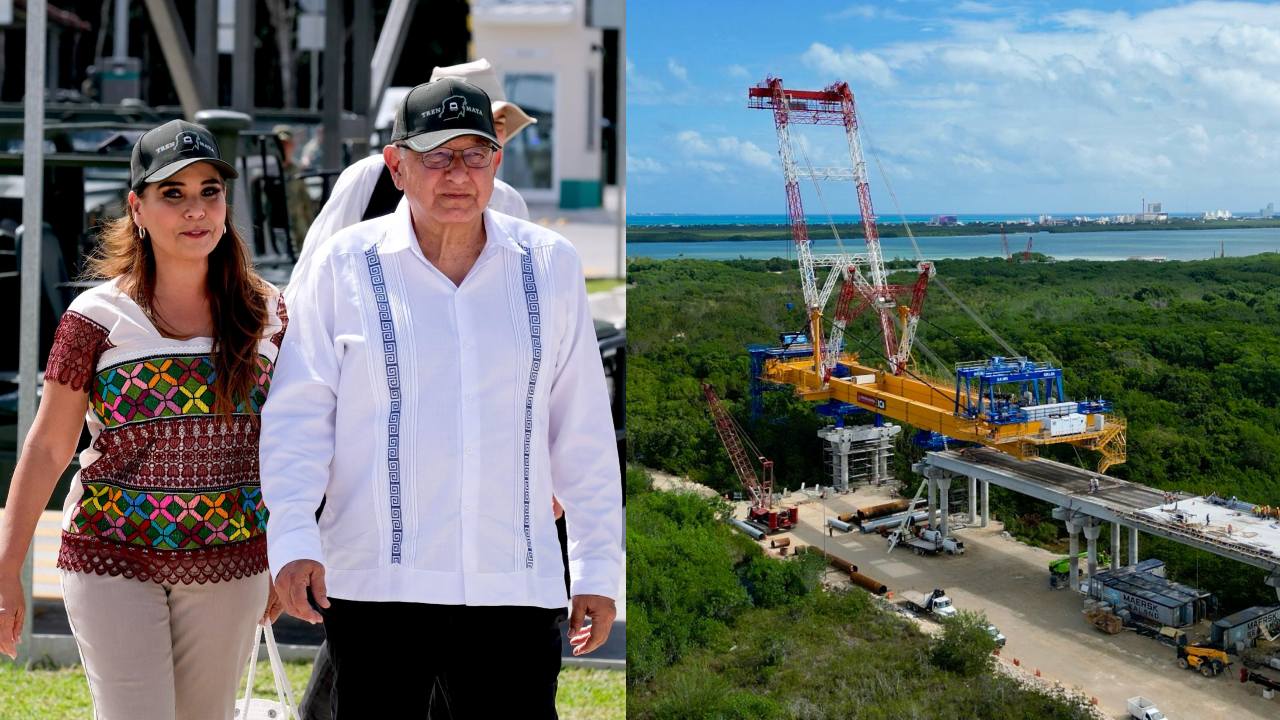 Junto con AMLO, la gobernadora de Quintana Roo realizó un recorrido de supervisión en las obras del Tren Maya, así como en el Puente Nichupté