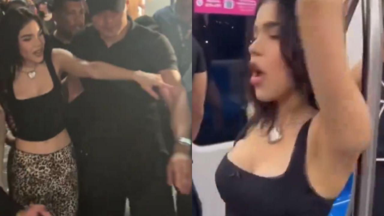 Foto:Captura de pantalla|VIDEO: Kenia Os enloquece a sus fans tras subirse al Metro de Monterrey