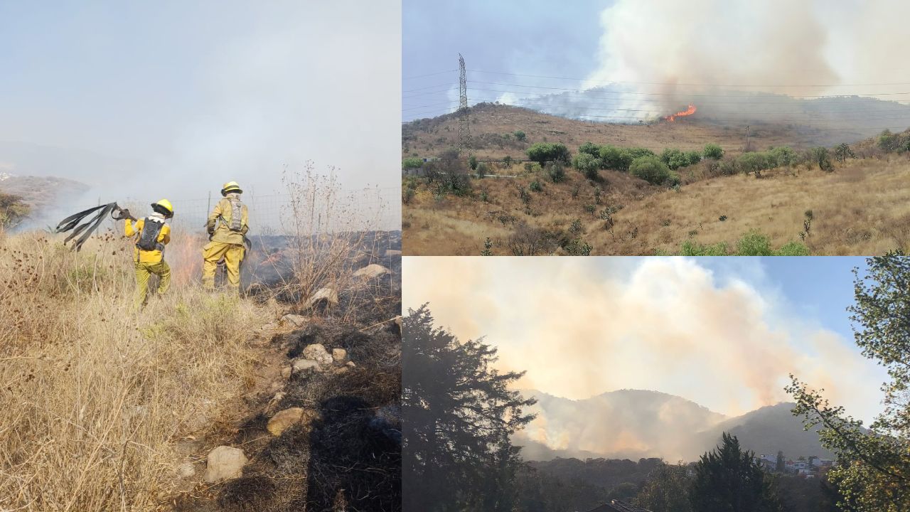 Durante la mañana y tarde de este viernes, se reavivó un incendio en el Cerro de la Biznaga en el municipio de Atizapán de Zaragoza