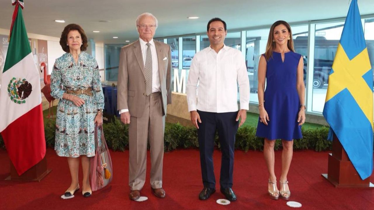 Foto:Especial|Recibe el Gobernador Mauricio Vila Dosal a los reyes de Suecia, Carlos XVI Gustavo y Silvia, en su llegada a Yucatán