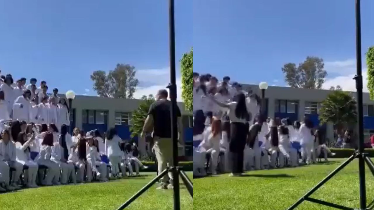 Alumnos de la UASLP sufrieron un accidente luego de que se desplomara una grada durante su foto de graduación