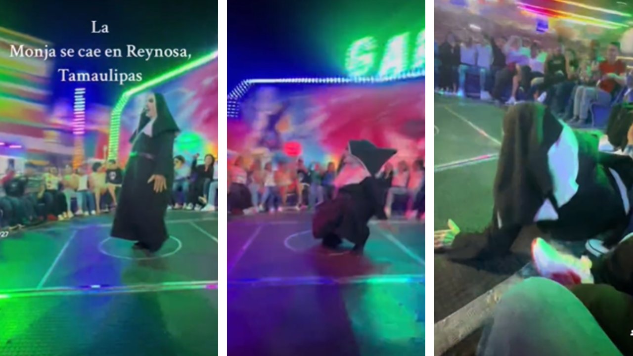 La famosa "Monja de la Feria" sufrió una caída durante un juego mecánico en función y éste se viralizó en TikTok.