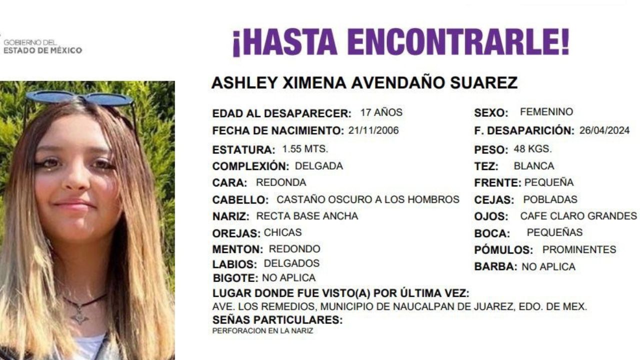 Emiten una ficha de búsqueda para hallar a la joven desaparecida, Ashley Avendaño