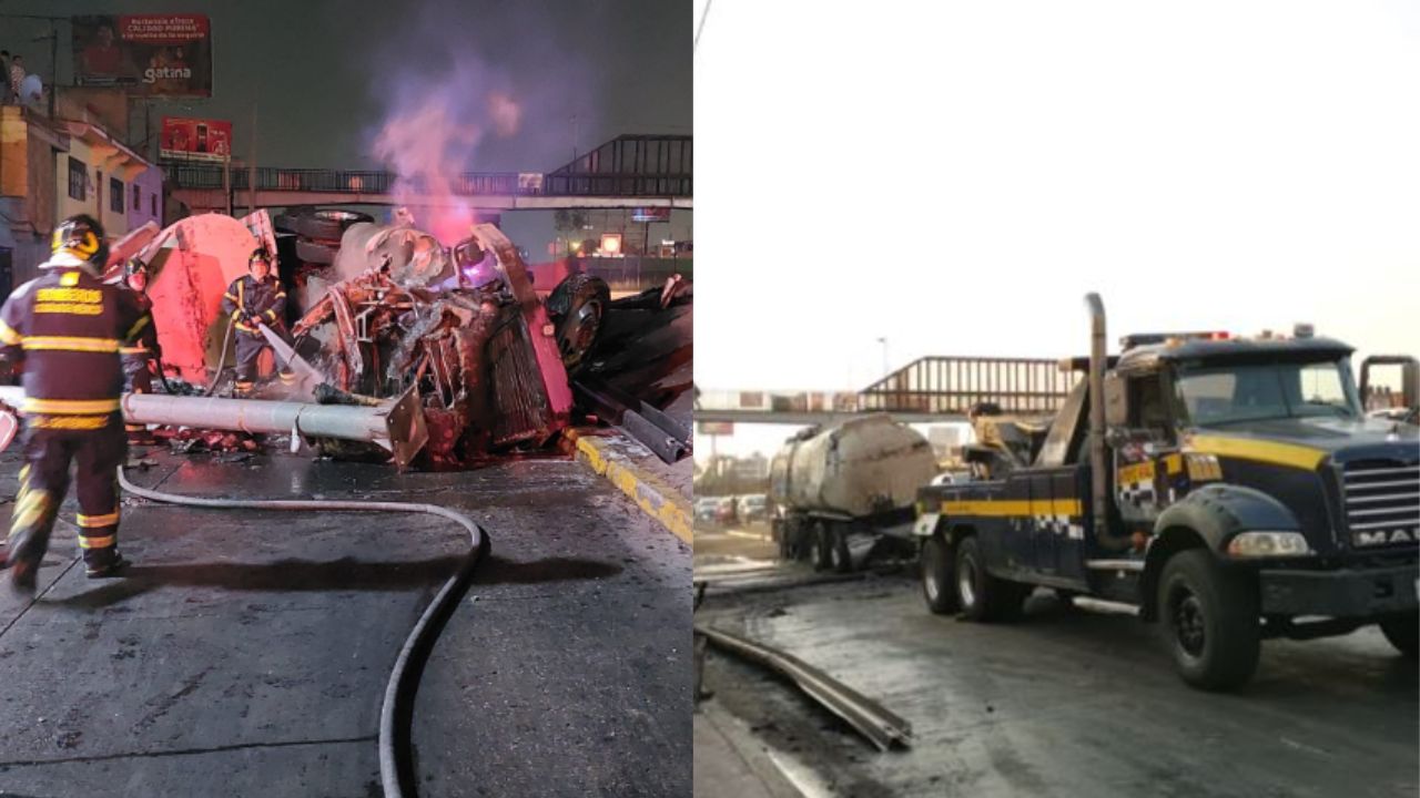 Tras volcadura e incendio de una pipa de agua se reporta congestionamiento vial en Circuito Interior