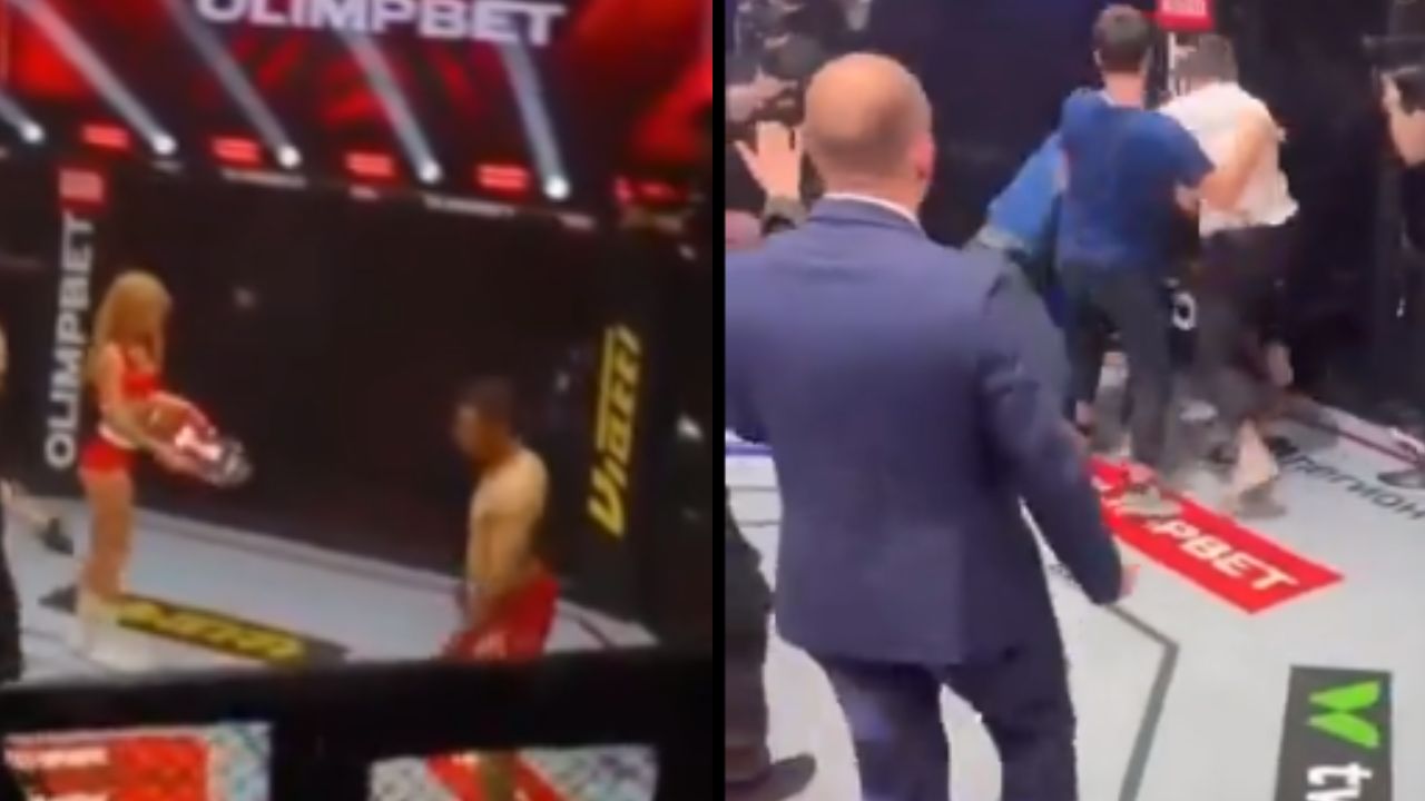 Foto:Captura de pantalla|VIDEO: Luchador agrede a una mujer en el ring; aficionados lo golpean