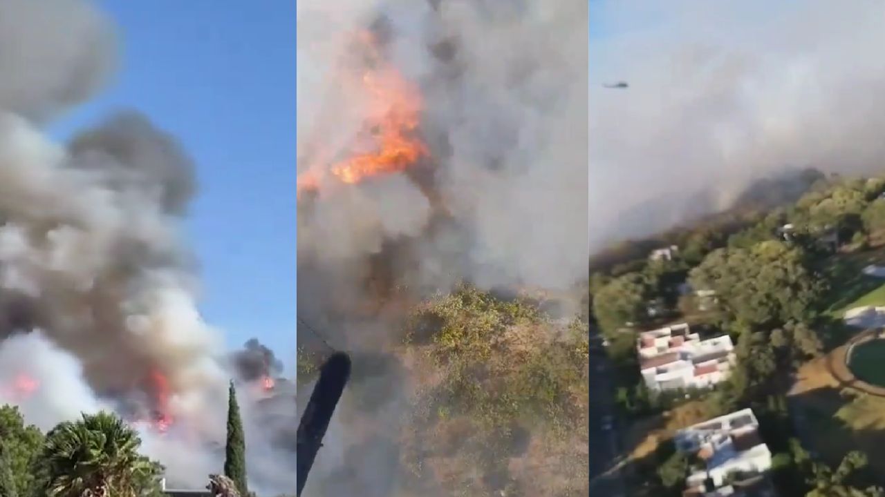 Paraje Bugambilias se incendia en Zapopan; autoridades trabajan para sofocar el siniestro forestal