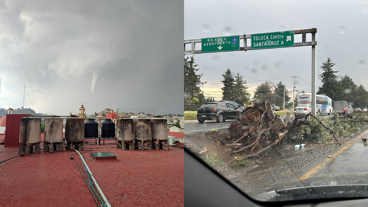 Tornado sorprende a Toluca