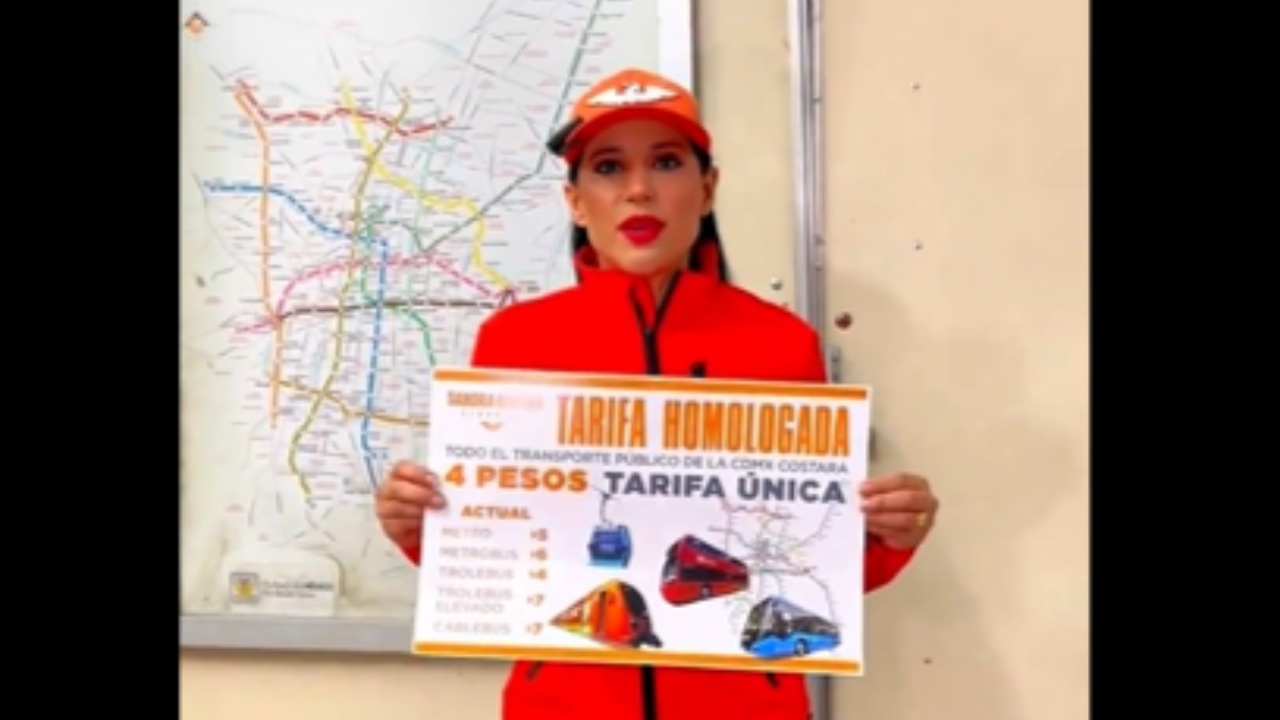 La candidata al Senado, Sandra Cuevas, propuso homologar la tarifa de todo el transporte público de la Ciudad de México a cuatro pesos