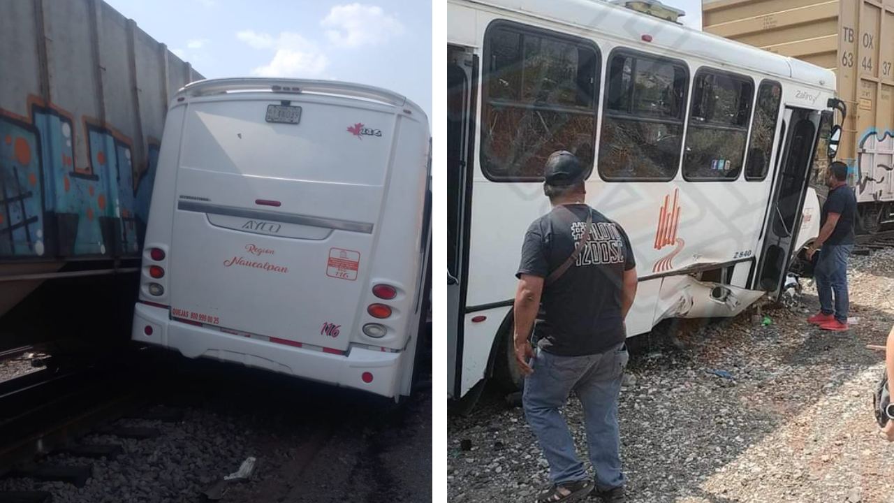 Durante la tarde de este miércoles 22 de mayo se registró un choque entre un tren y un camión de pasajeros en el municipio de Tlalnepantla.