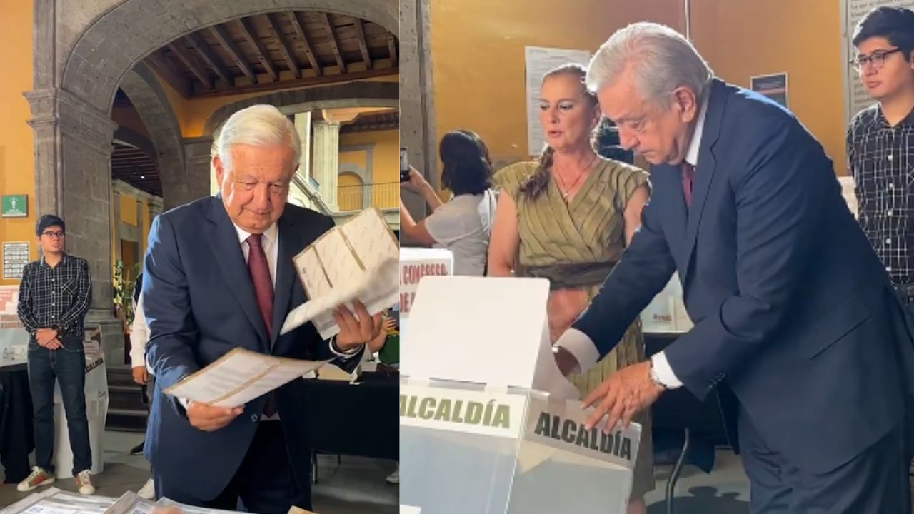 AMLO acudió a emitir su voto acompañado de su esposa, la doctora Beatriz Gutiérrez Müller