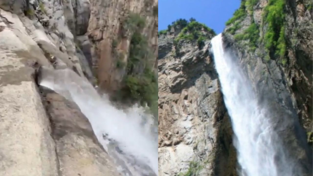 La Cascada Yuntai se abastece de una tubería de agua en temporada seca, para mantener su impresionante apariencia