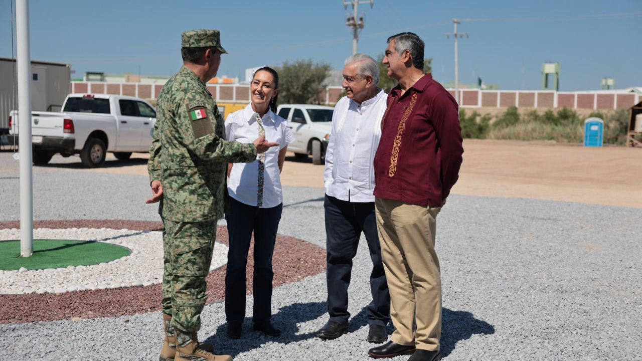 AMLO y Sheinbaum supervisan centro de aduanas en Tamaulipas