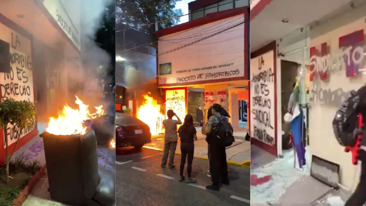 Manifestantes vandalizan oficinas del sindicato del Infonavit