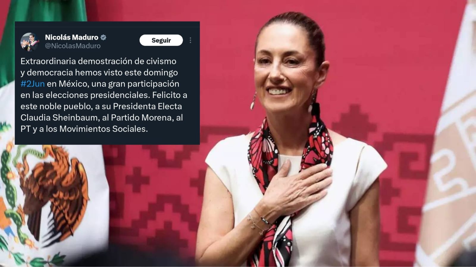 Nicolás Maduro, presidente de Venezuela, felicitó a Claudia Sheinbaum, la virtual ganadora de la presidencia de México