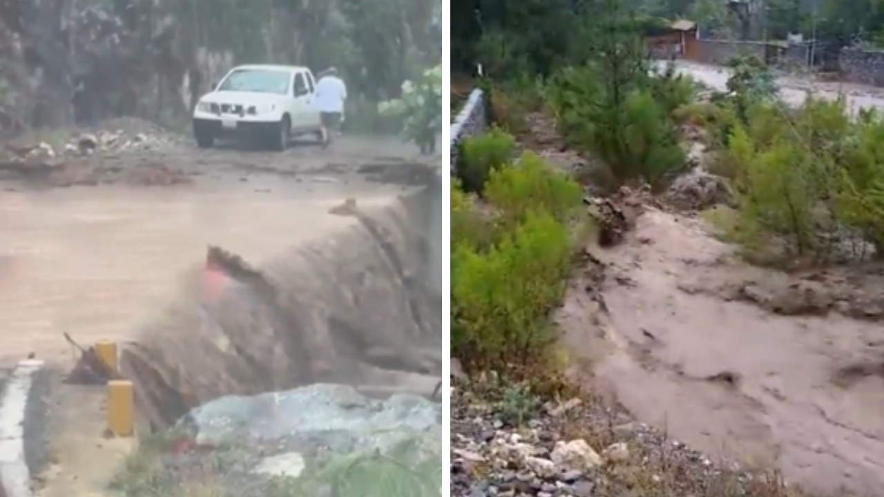 Durante este sábado 8 de junio se registraron fuertes lluvias y la creciente de arroyos en la Sierra de Santiago, en el estado de Nuevo León.