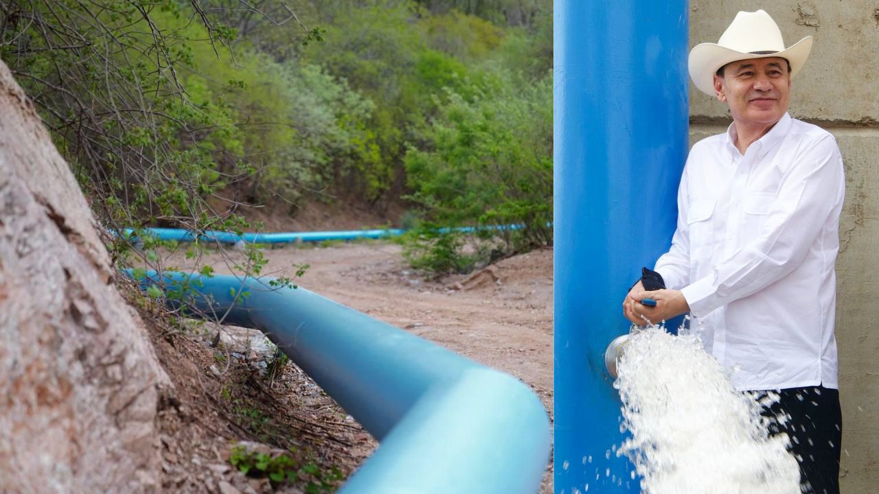 Inauguran el Acueducto Macoyahui-Álamos que trasladará hasta 65 litros de agua por segundo para abastecer del vital líquido a la población de Álamos, Sonora.